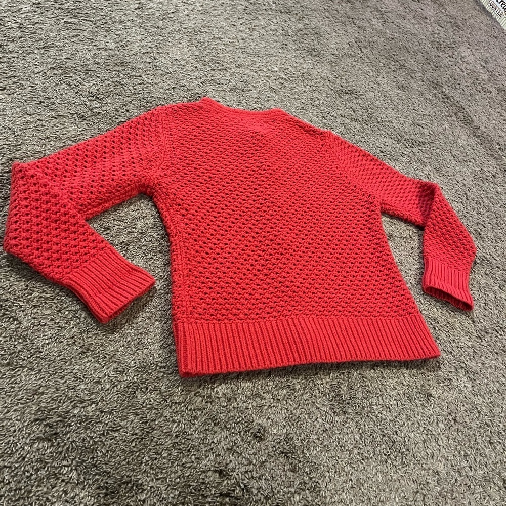90s L.L. Bean Red Cottagecore Wool/Angora Blend Heritage Knitwear Cardigan Large - Picture 9 of 9